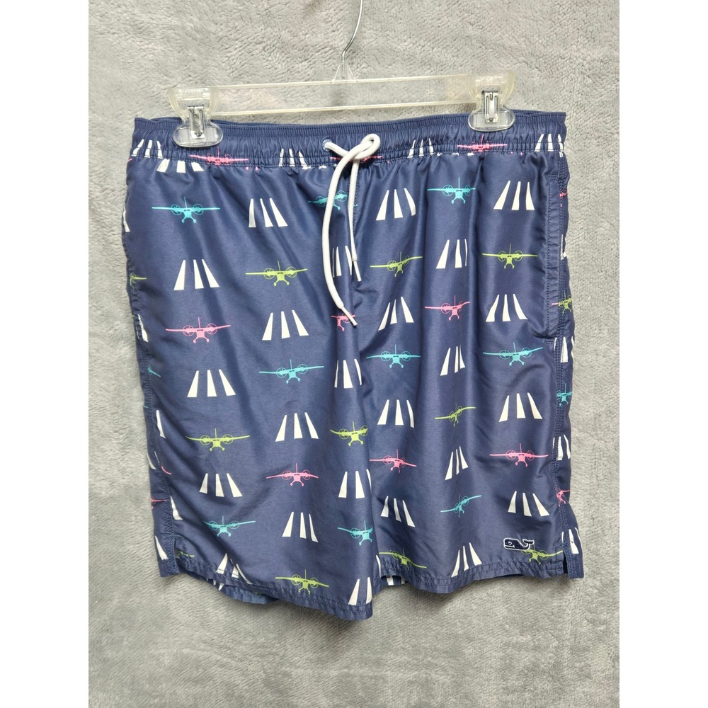 Vineyard Vines Mens Navy Blue Airplane Runway Chappy Swim Trunks Size Medium